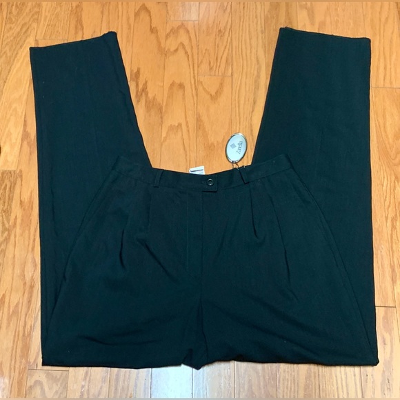 Y2K Vintage NWT Women’s 12 Zanella ANNA Black 100% Wool Pleated Pants - Picture 2 of 16